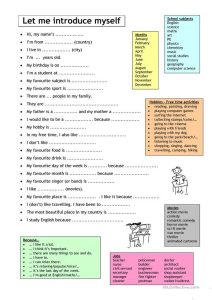 Let me introduce myself English ESL Worksheets for distance learning