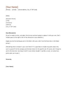 Cover Letter To Unknown Recipient For Your Needs Letter Template