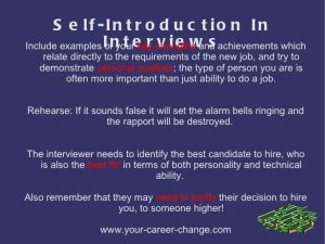 Self introduction In Interviews