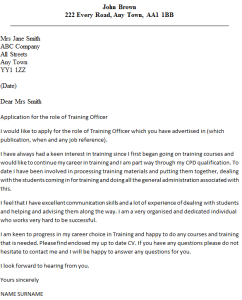 Training Officer Cover Letter Example