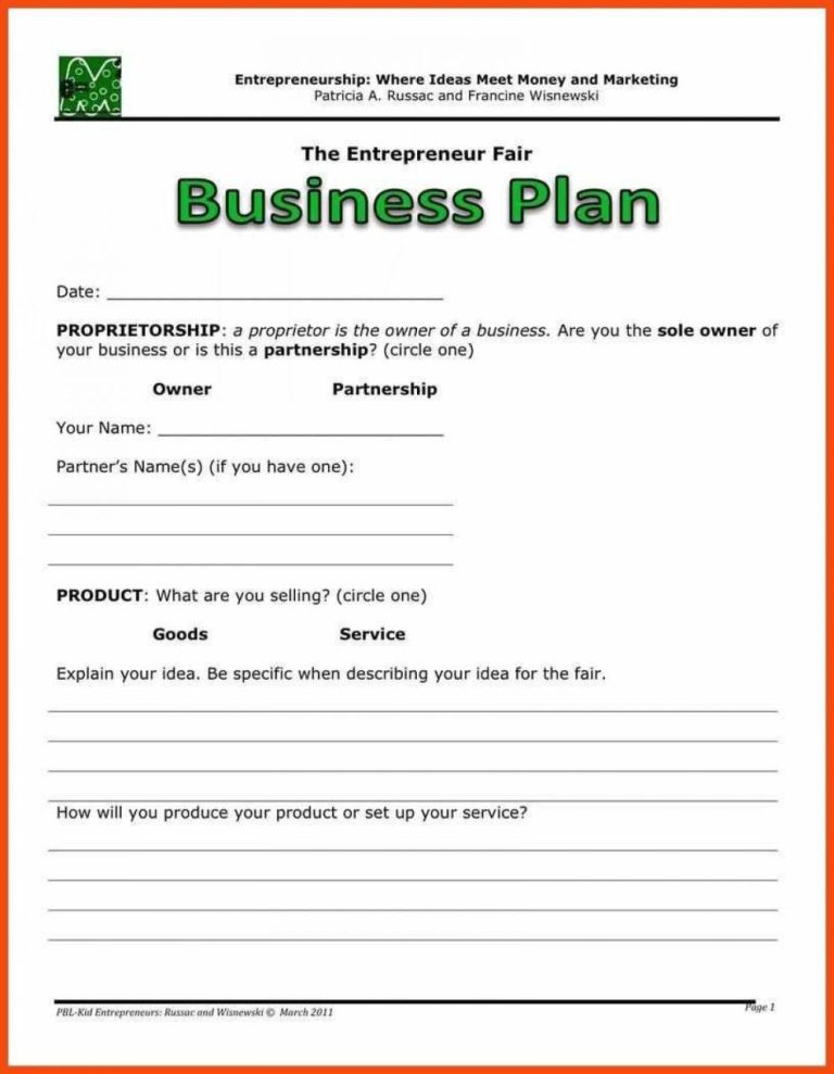 How To Write A Business Plan Example Pdf
