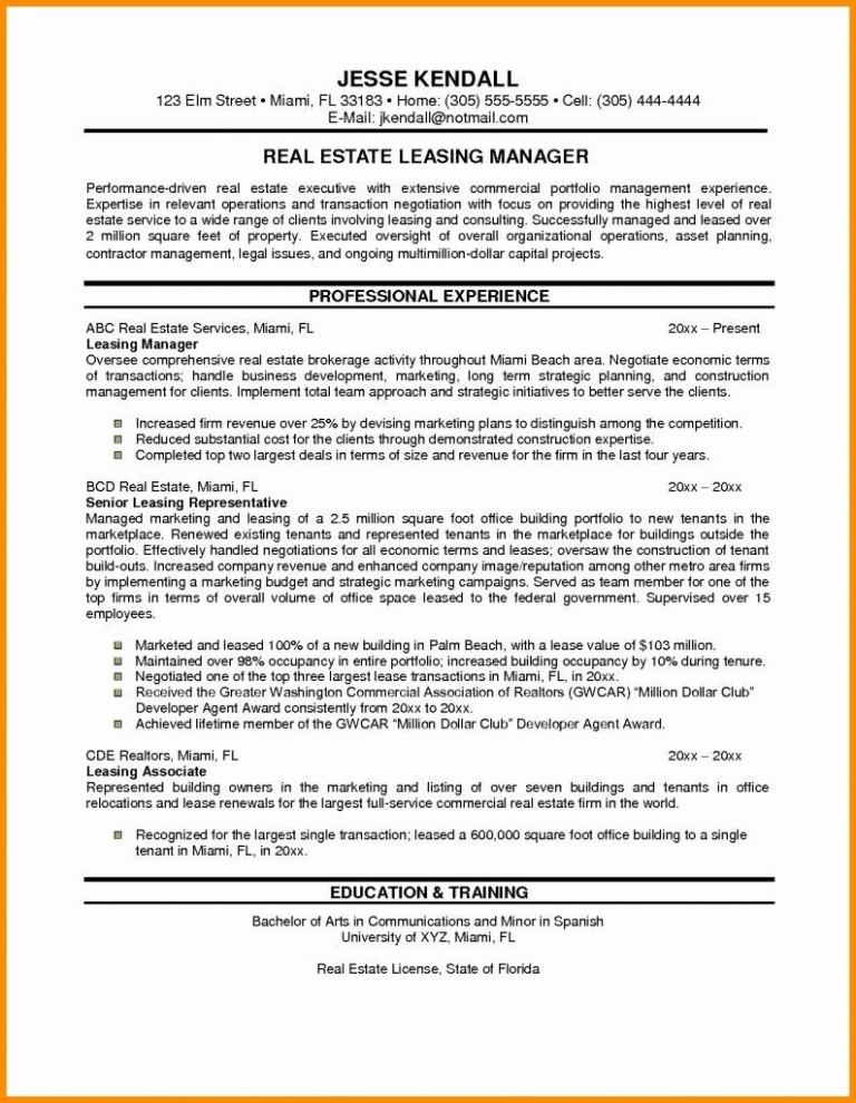 Leasing Consultant Cover Letter No Experience