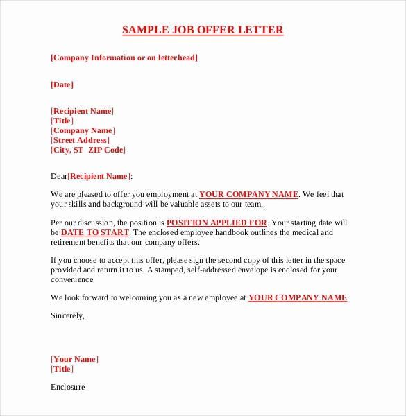 Free Job Offer Letter