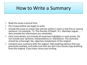 how to write a brief summary of an article Essay examples, Essay