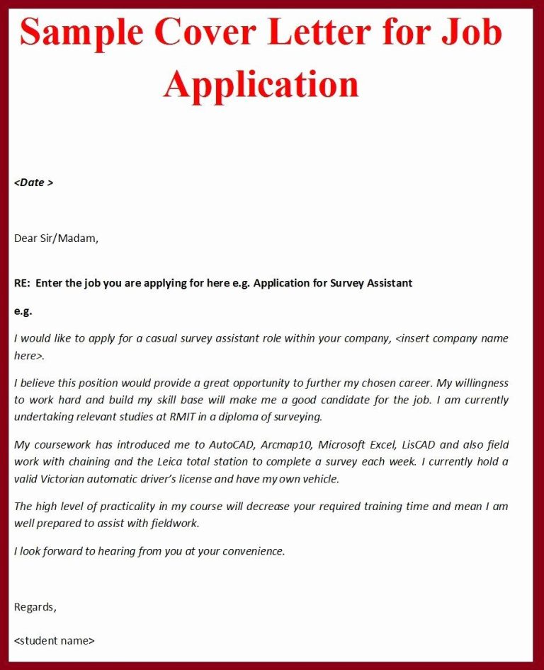 Job Application Letter Form Pdf