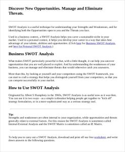 FREE 6+ Sample Business Swot Analysis Templates in PDF MS Word