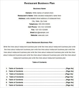 Restaurant Business Plan Template 17+ Free PDF, Word Documents