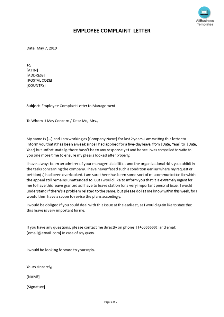 How To Write A Formal Business Complaint Letter