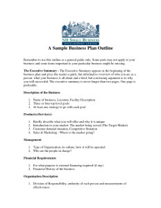 Free Printable Business Plan Sample Form (GENERIC)