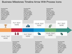 Ca Business Milestones Timeline Arrow With Process Icons Flat