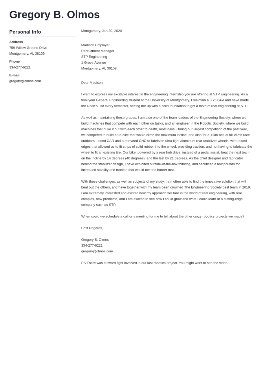 Engineering Internship Cover Letter Examples & Guide