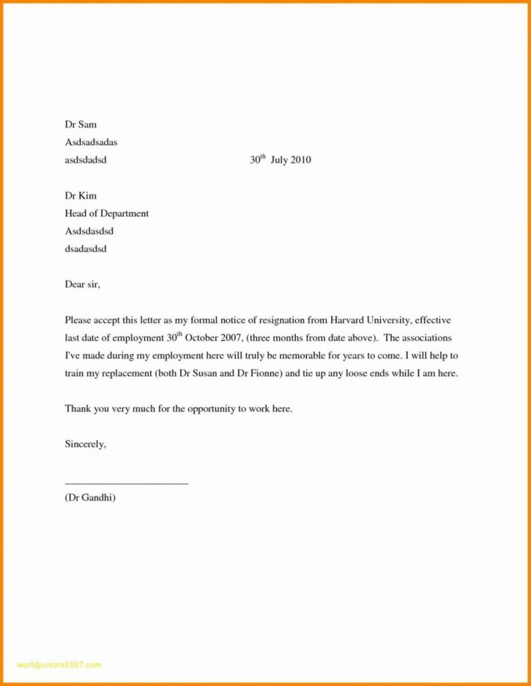 Cover Letter After Resignation