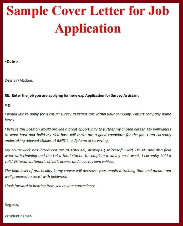 Email Job Application Cover Letter Sample