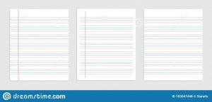 Four Line English Paper Sheet of Notebook Stock Vector Illustration