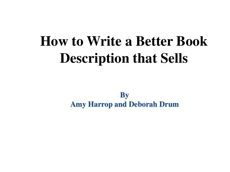 How To Write A Book Description For Kindle
