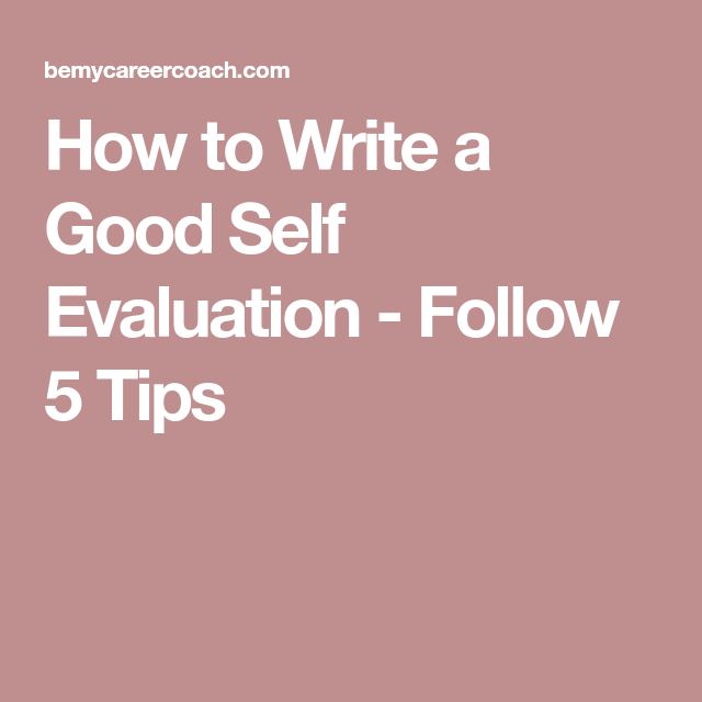 How To Do A Self Evaluation Examples