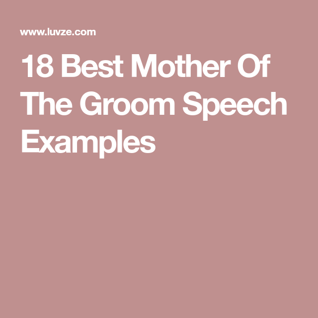 Mother Of Groom Speech Template