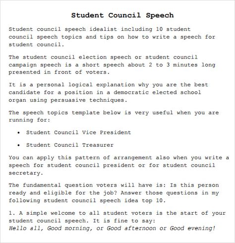 How To Write A Good Election Speech For Student Council