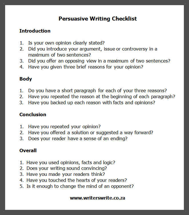 Persuasive Writing Intro