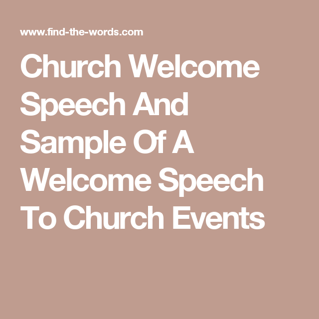 Sample Welcome Address For Church Program