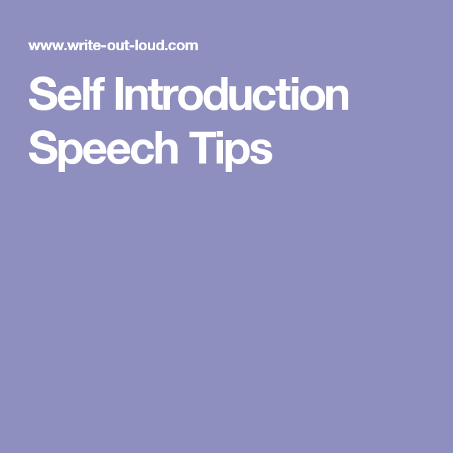 How To Write A Personal Introduction Speech