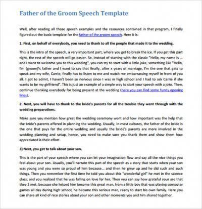 Parents Of The Groom Speech Free Samples