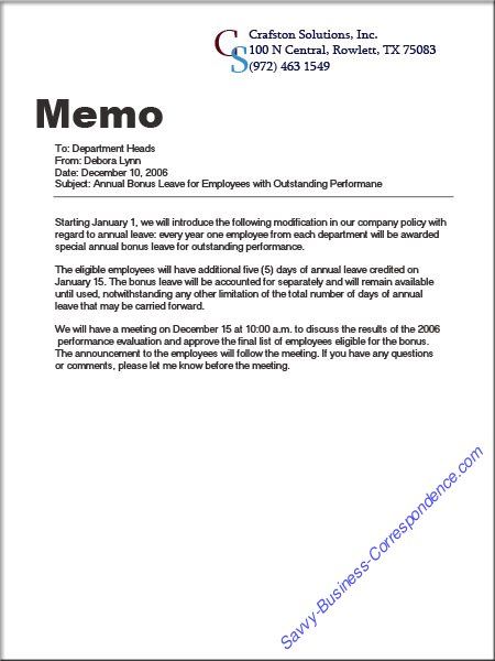 How To Write A Policy Memo Example