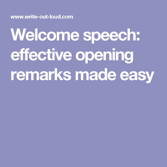 How To Write Opening Speech
