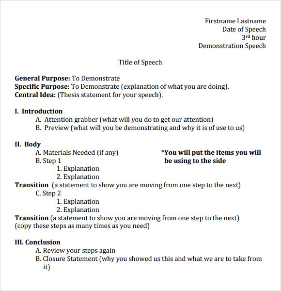 Introduction Speech Outline Format