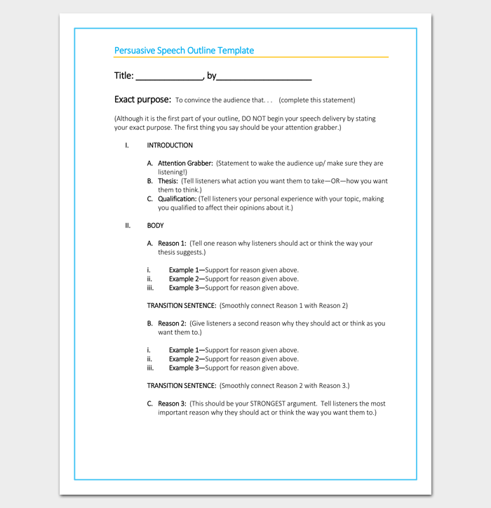 Introduction Speech Outline Template
