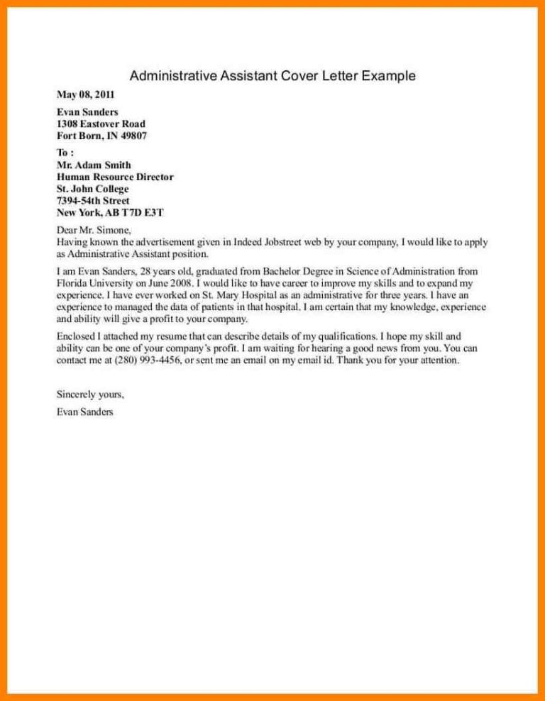 Administrative Assistant Resume Cover Letter Sample