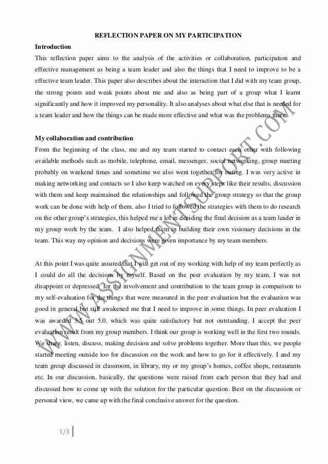 How To Write A Self Reflective Essay Example