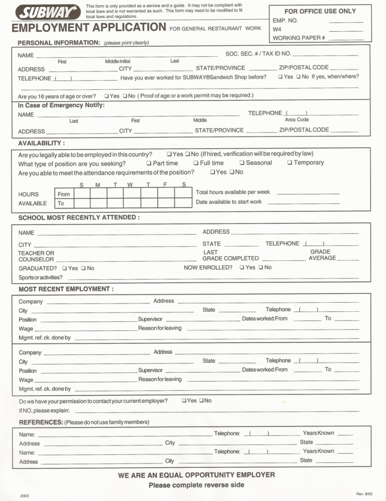 Application Form Job Application Format In English