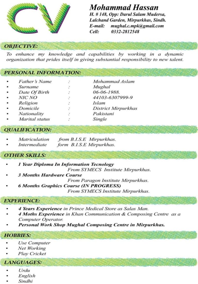Application Format For Job In Urdu