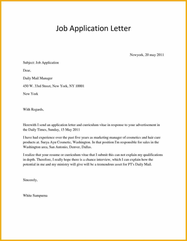 Application Letter For Accountant Fresh Graduate