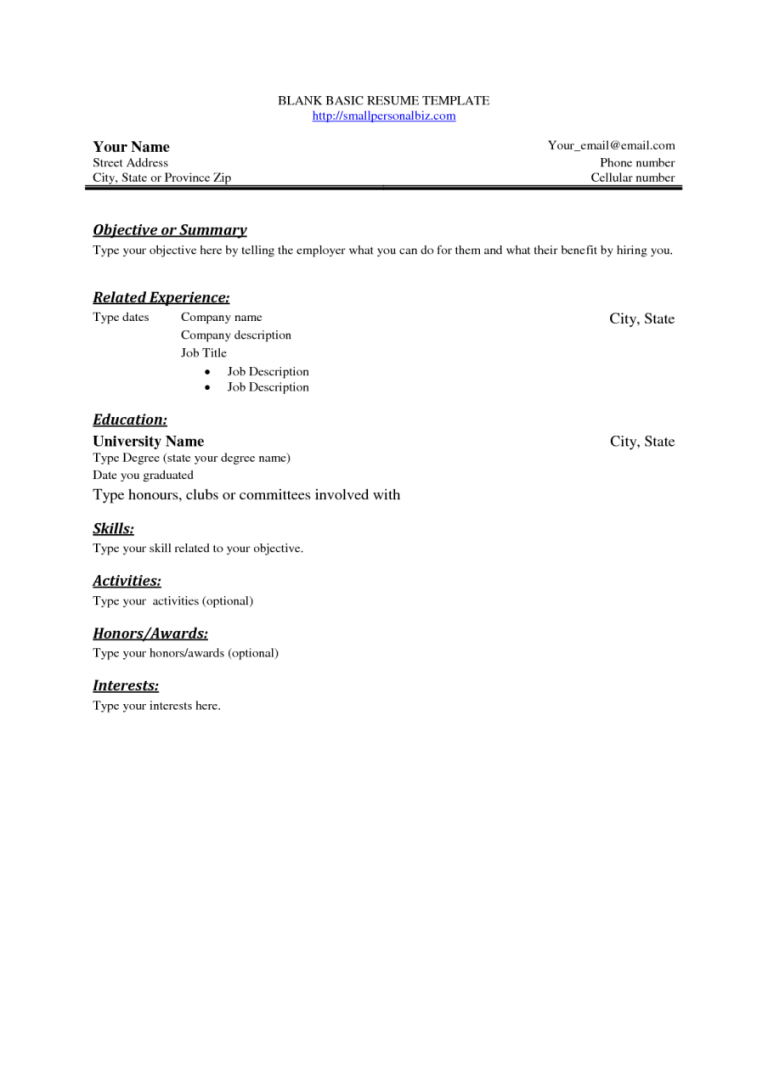 Simple Resume Examples Free