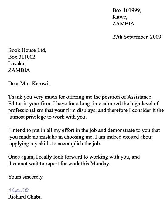 Formal Business Letter Applying For A Job