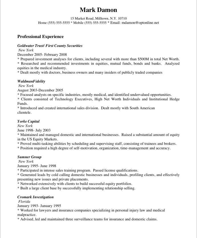 Sales Professional Resume Objective Examples