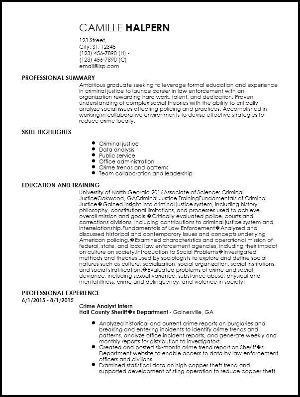 Entry Level Law Enforcement Cover Letter Examples