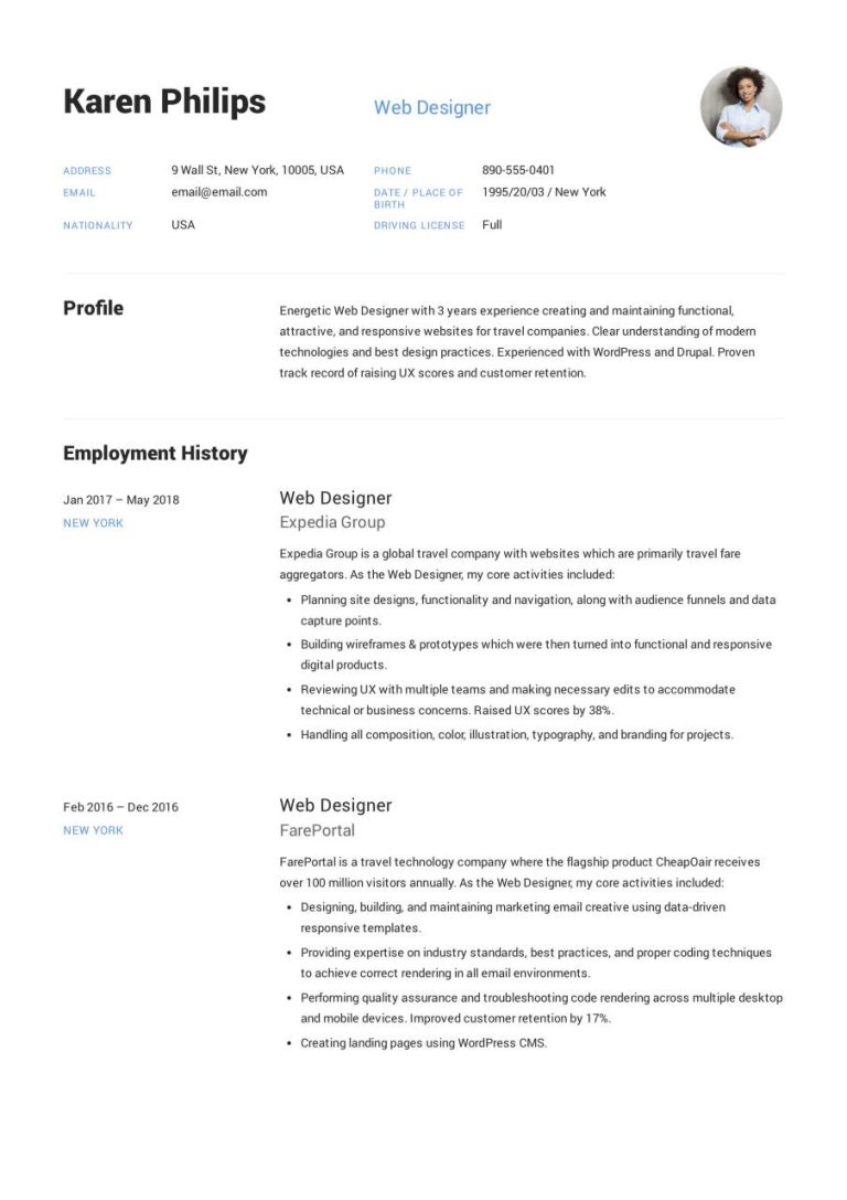 Professional Email Resume Sample