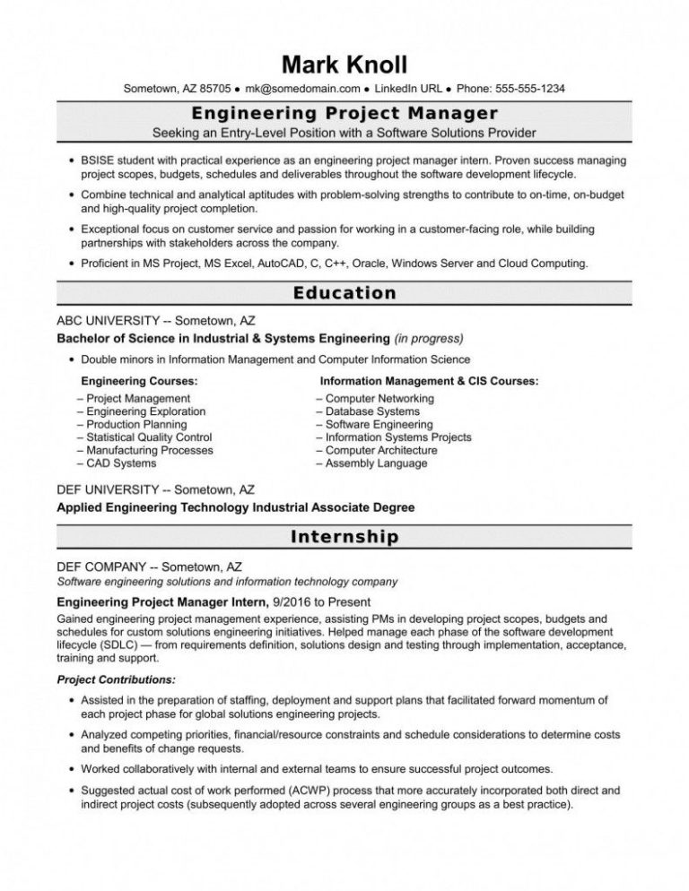Computer Science Entry Level Software Engineer Resume