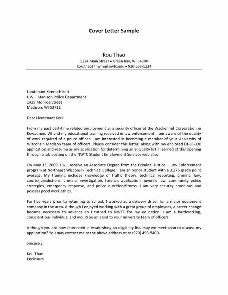 Law Enforcement Cover Letter Examples