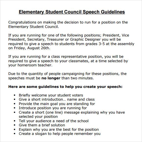 Sample Speeches For Student Council
