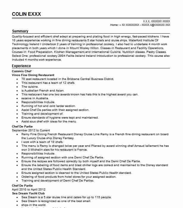 Commis Chef Cover Letter Examples
