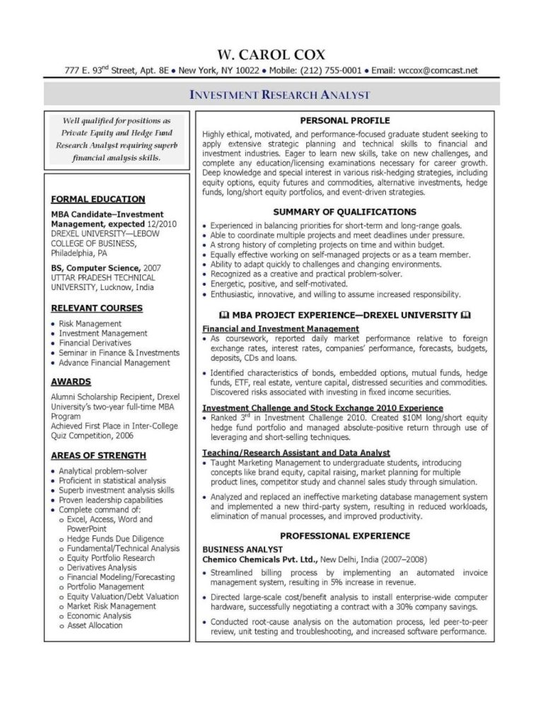 Business Analyst Resume Template 2020