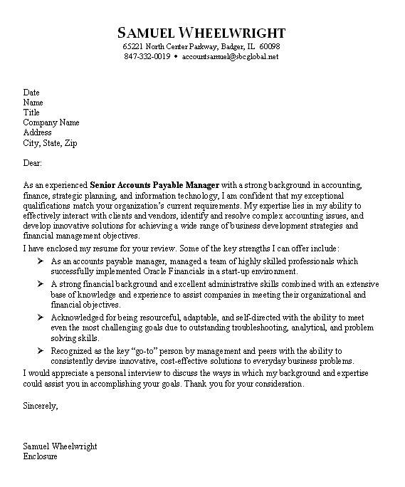 Cover Letter For The Post Of An Accountant