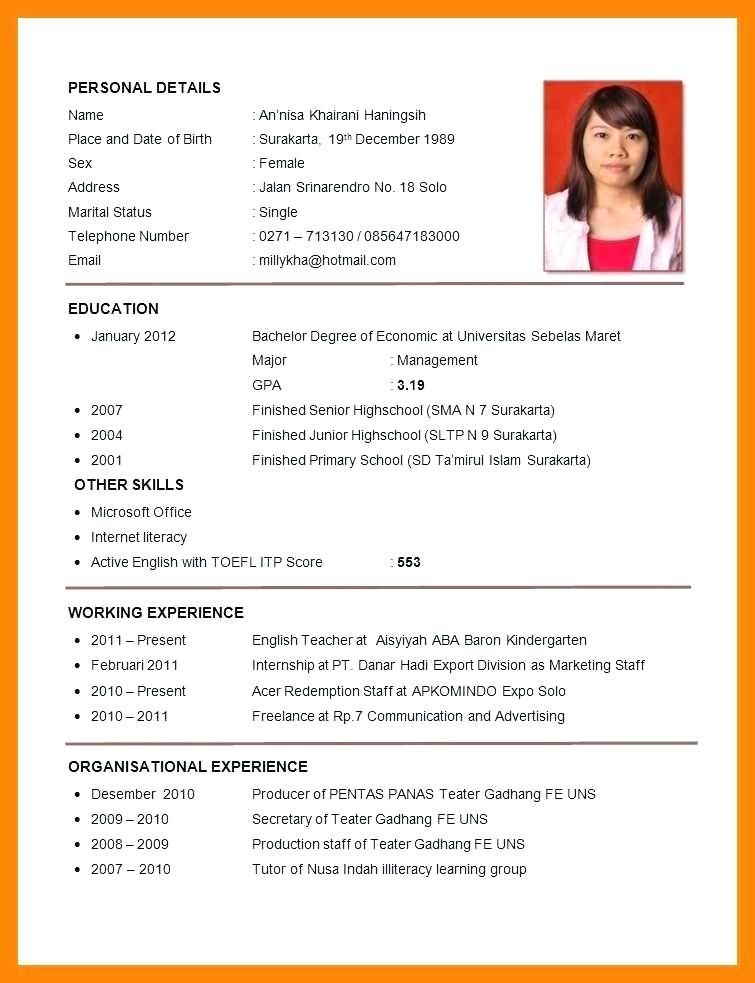 Sample Resume For Fresh Graduates Teacher With No Experience