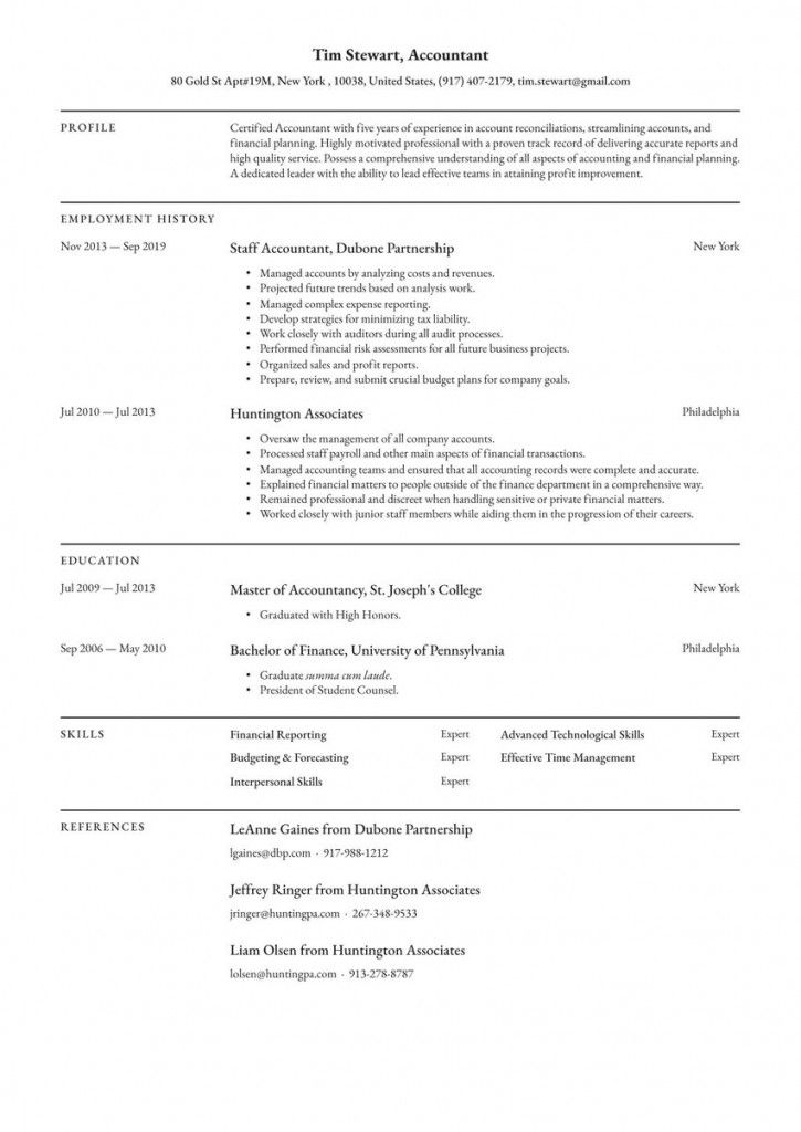 Junior Accountant Resume Format In Word Free Download