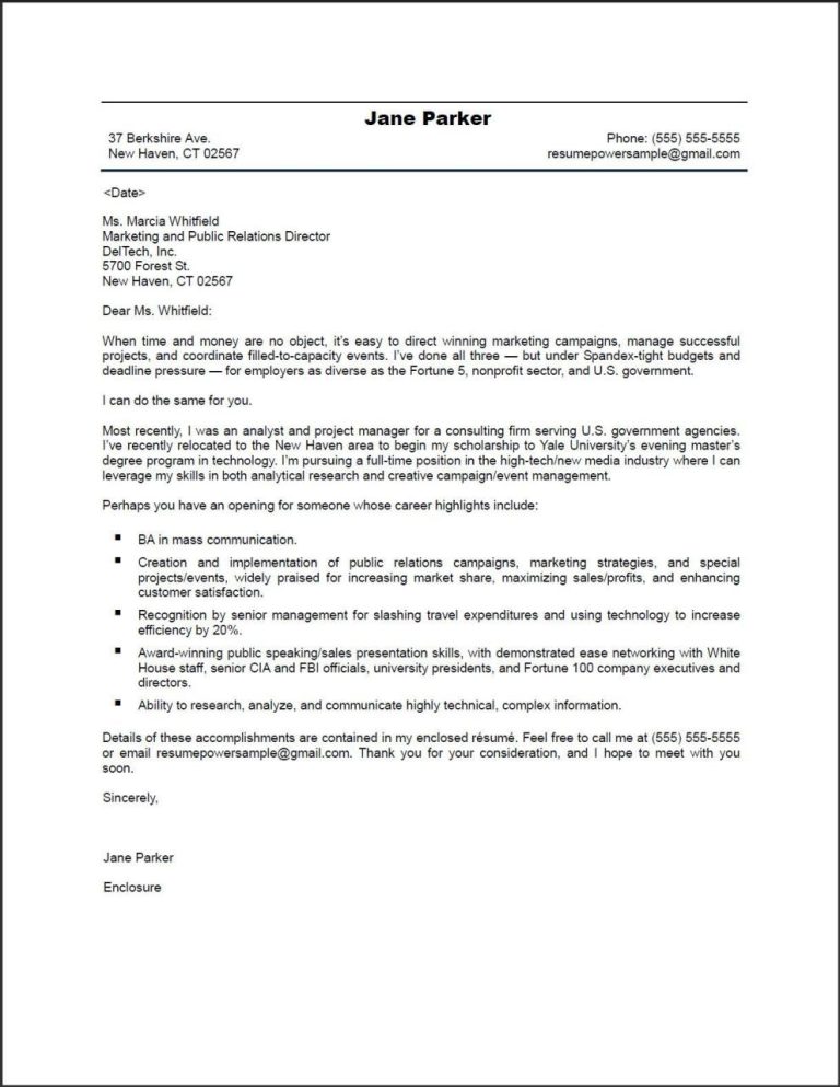 Government Relations Cover Letter Example