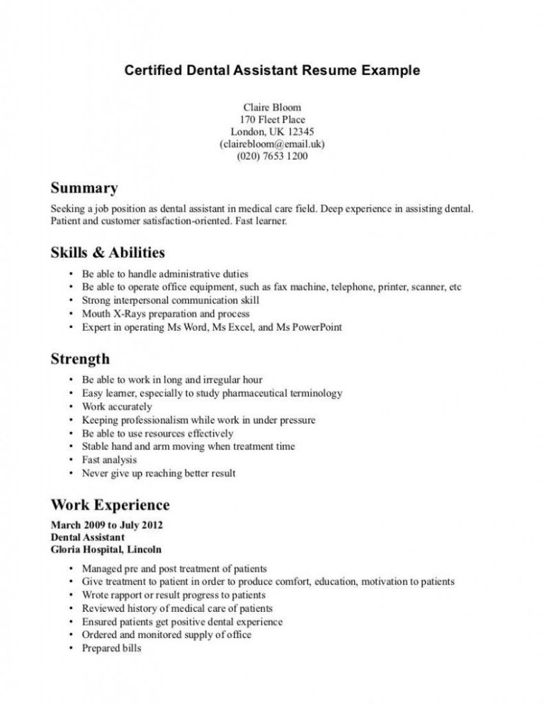 Dental Assistant Resume No Experience Examples